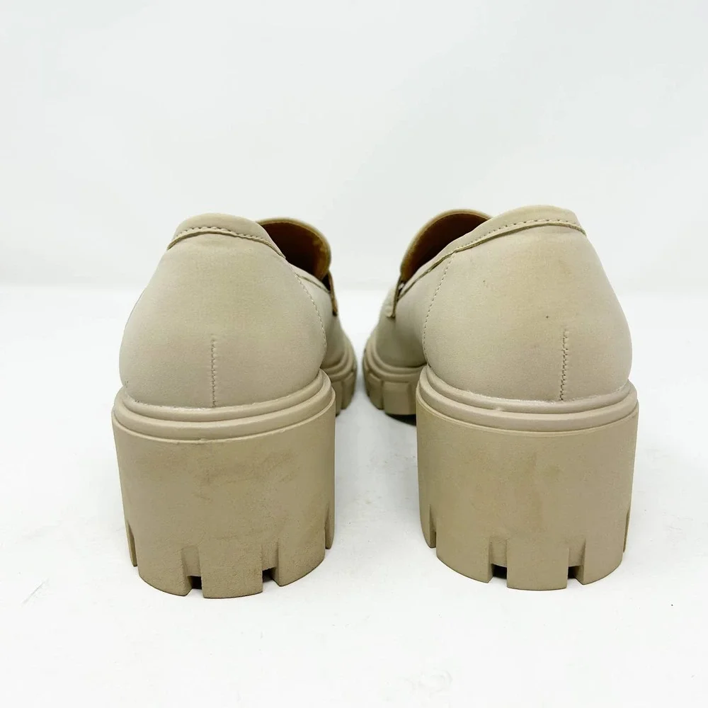 NEW Sincerely Jules Dylan Loafer Heels Tan Faux Leather Size 9.5